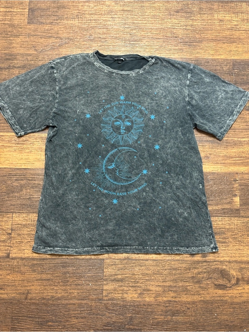 Fashion Nova Black Washed Sun & Moon Graphic Tee